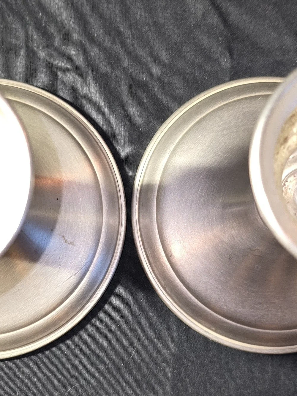 Vintage WEB Pweter Weighted Pillar Candle Holders - Pair in excellent condition.